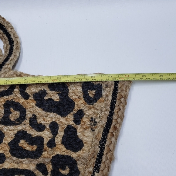 America & Beyond Jute Leopard Print Tote Bag Large Tan Black - Picture 11 of 16